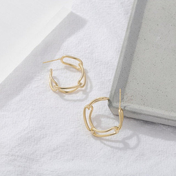 Chic Link Chain Hollow Open Hoop Earrings