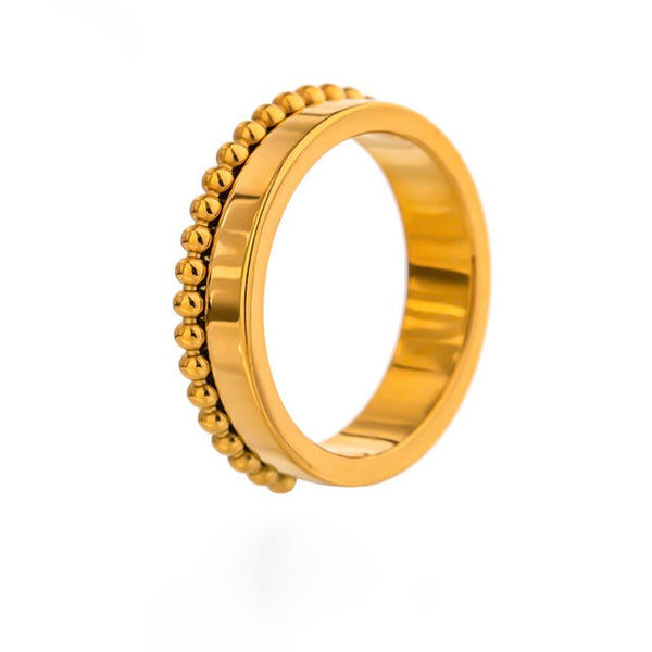 Gold Beaded Band Ring