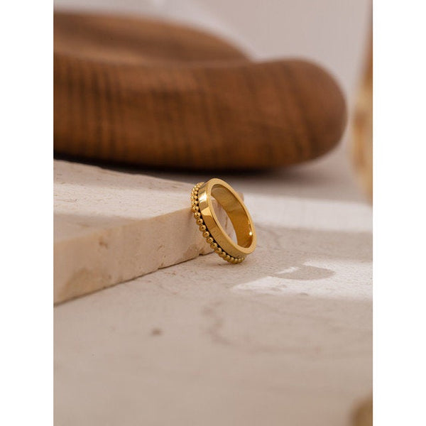 Gold Beaded Band Ring