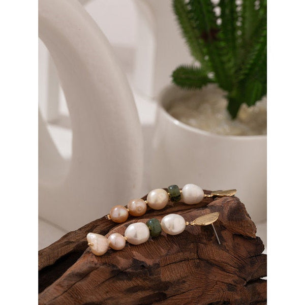 Beads and Pearls Long Dangle Earrings
