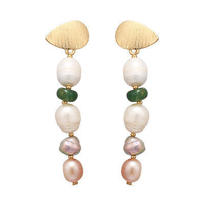 Beads and Pearls Long Dangle Earrings