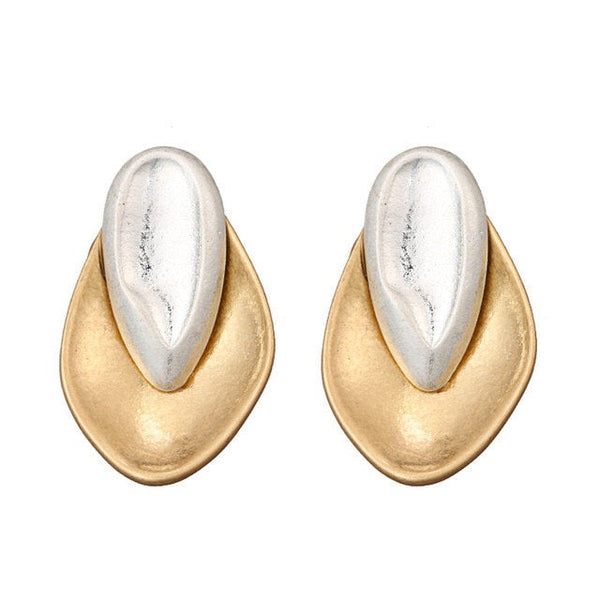 Almond Gold and Silver Earrings