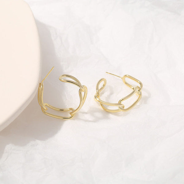 Chic Link Chain Hollow Open Hoop Earrings