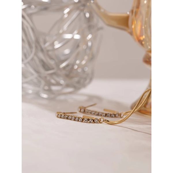 Crystal Link Tassel Earrings