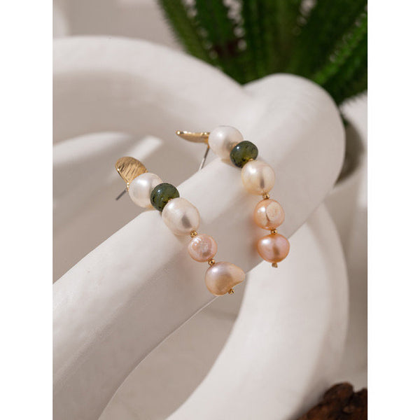 Beads and Pearls Long Dangle Earrings