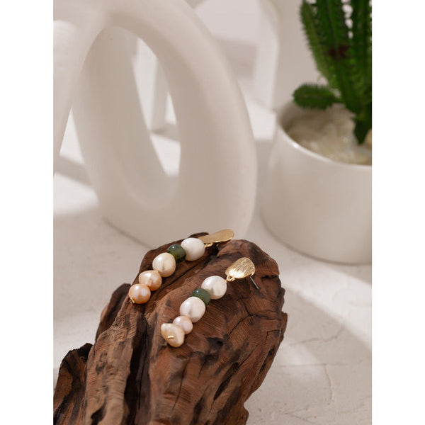 Beads and Pearls Long Dangle Earrings