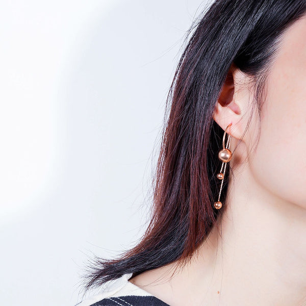 Dangle Bead Ear Jacket Tassel Earrings
