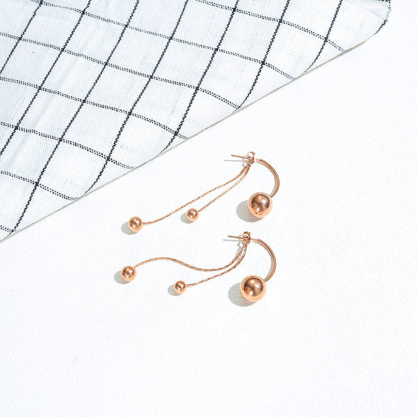 Dangle Bead Ear Jacket Tassel Earrings