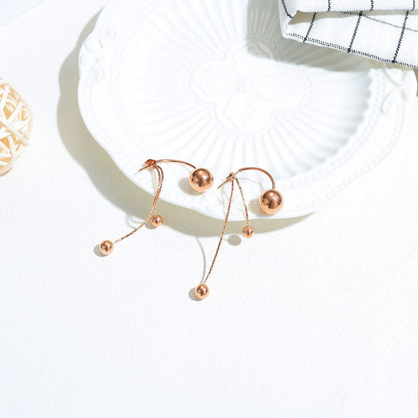 Dangle Bead Ear Jacket Tassel Earrings