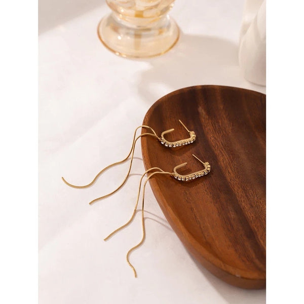 Crystal Link Tassel Earrings