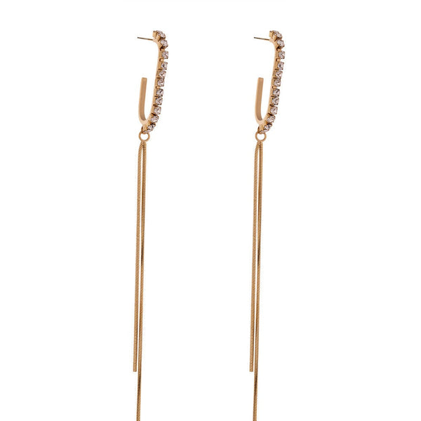 Crystal Link Tassel Earrings