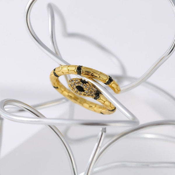 Black and Gold Snake Ring