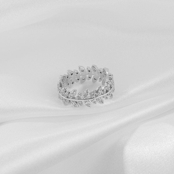 Crystal Leaf Vine Branch Ring
