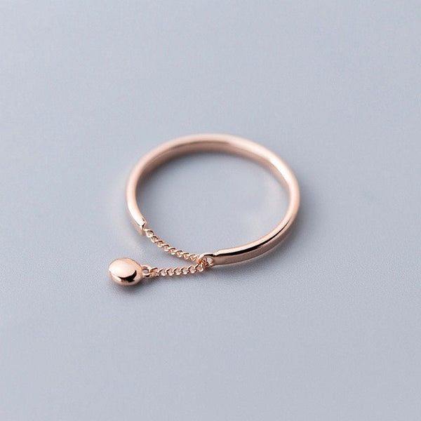 Dainty Dangle Bead Chain Ring