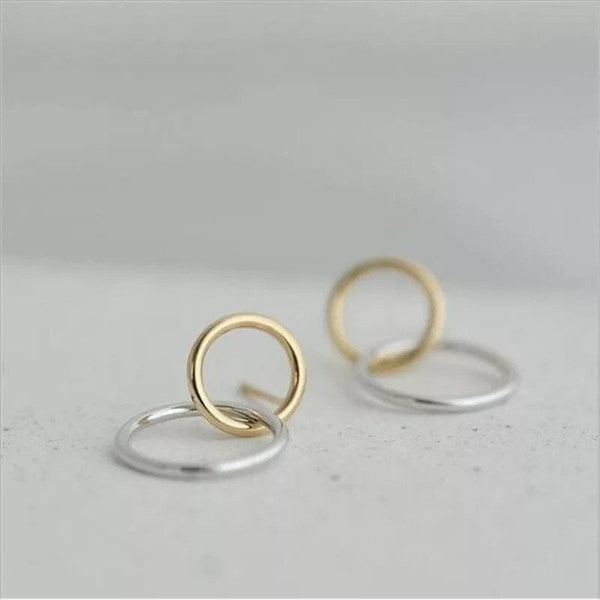 Small Double Circle Stud Earrings