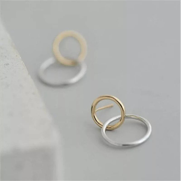 Small Double Circle Stud Earrings
