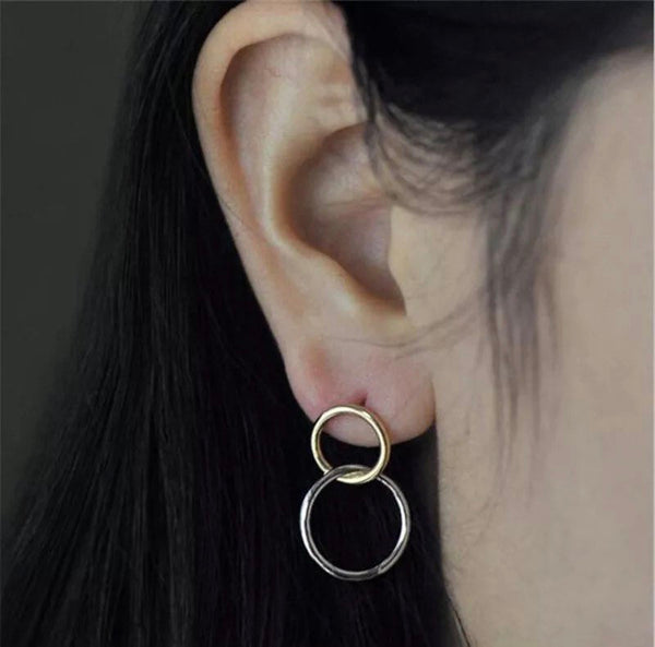 Small Double Circle Stud Earrings
