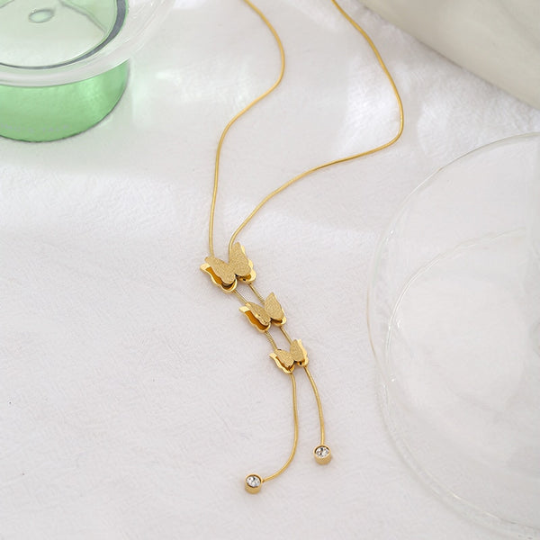 Butterfly Lariat Tassel Necklace