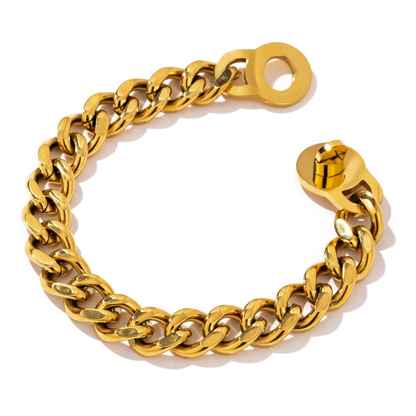 Chunky Curb Chain Twist Clasp Bracelet